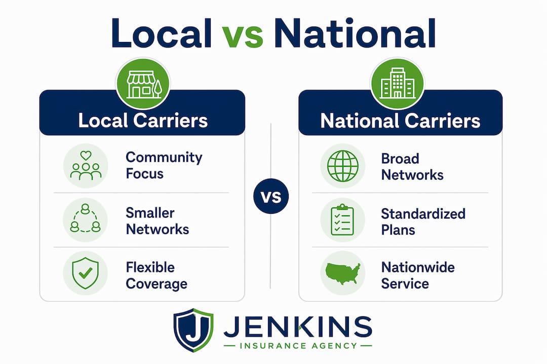Infographic comparing local and national car insurance