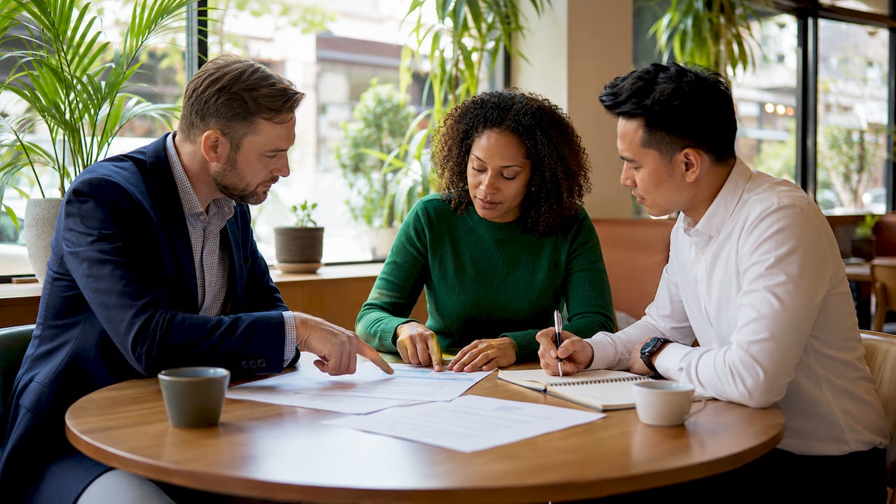 Two professionals discussing insurance exclusions