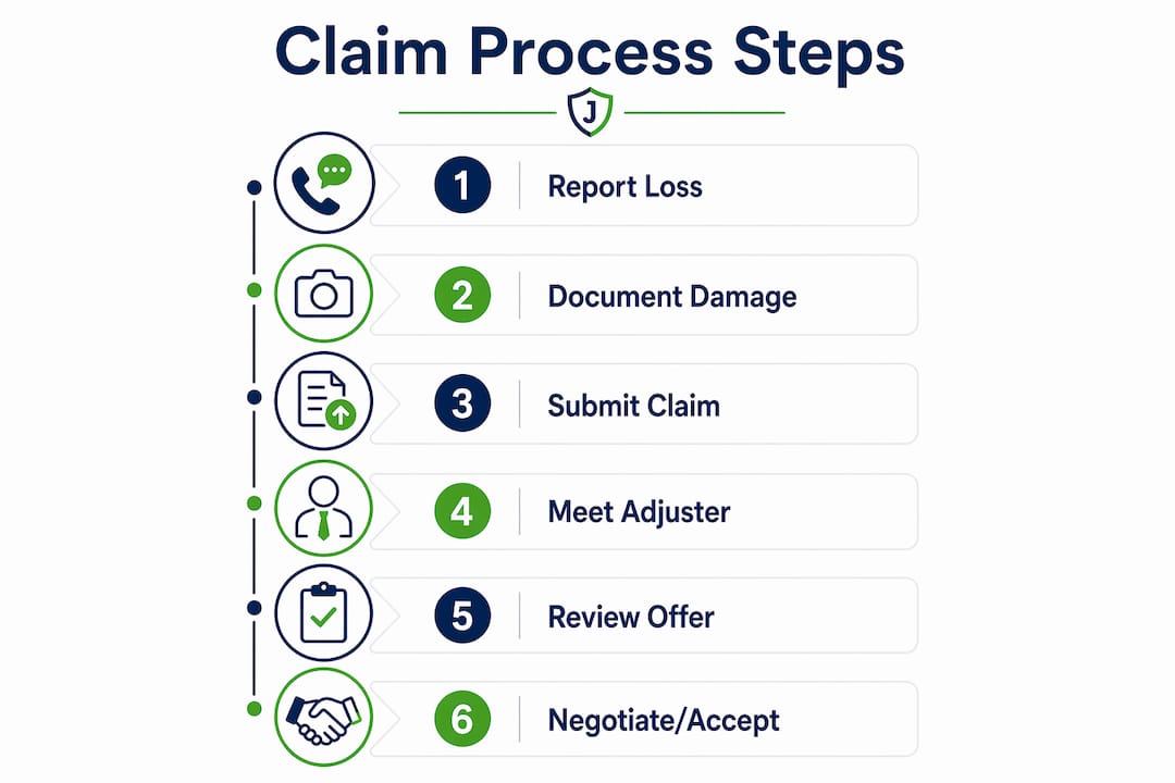 Infographic showing insurance claim steps