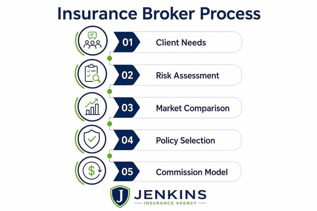 Infographic showing insurance broker process steps