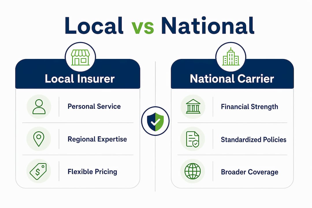 Infographic comparing local and national insurers