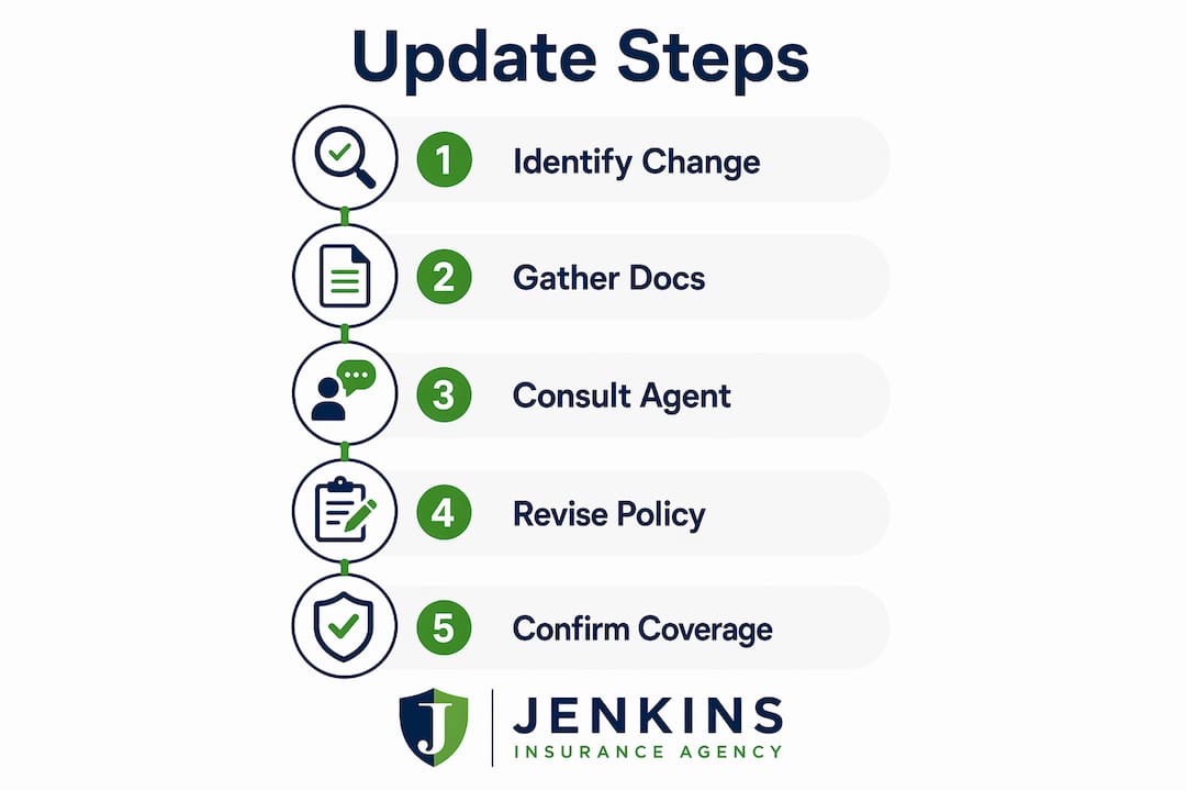 Infographic outlining steps to update insurance policies