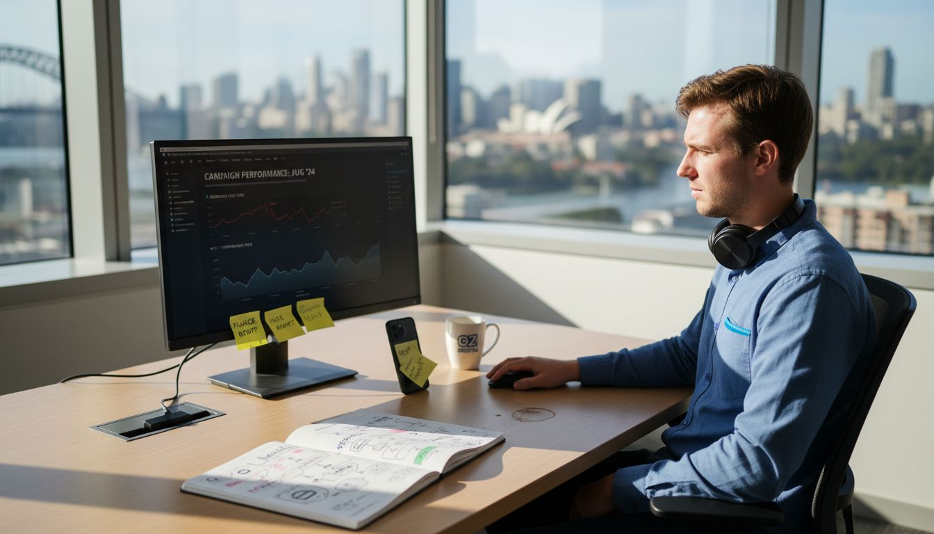Marketer reviewing Facebook ad data