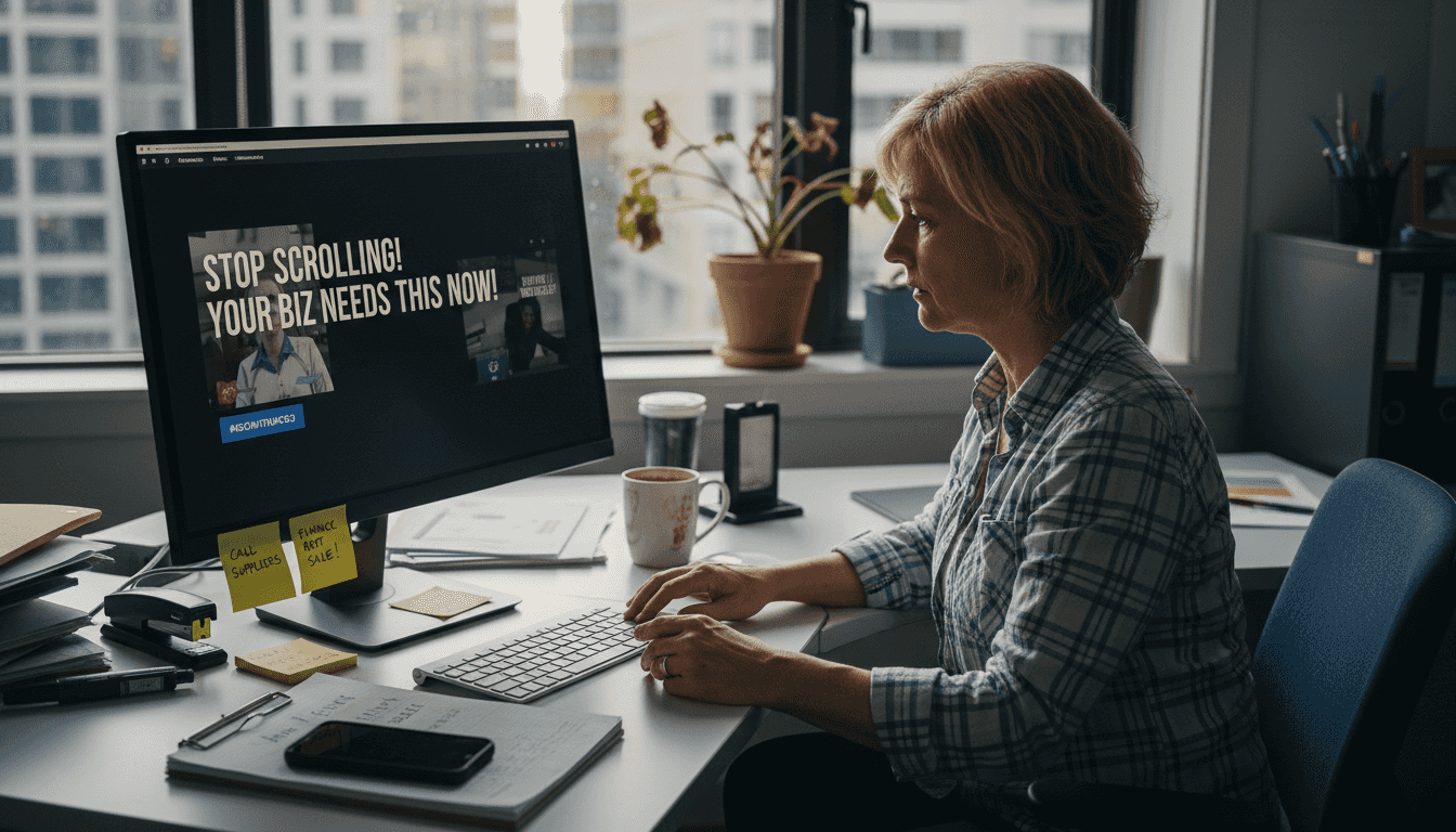 SMB owner adjusting social media campaign