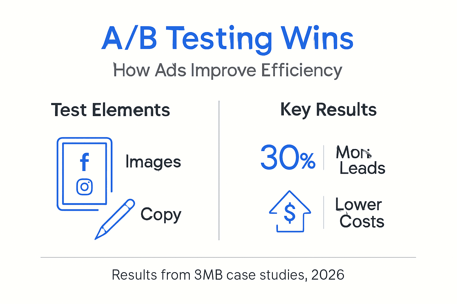 A/B testing infographic for Facebook and Instagram ads
