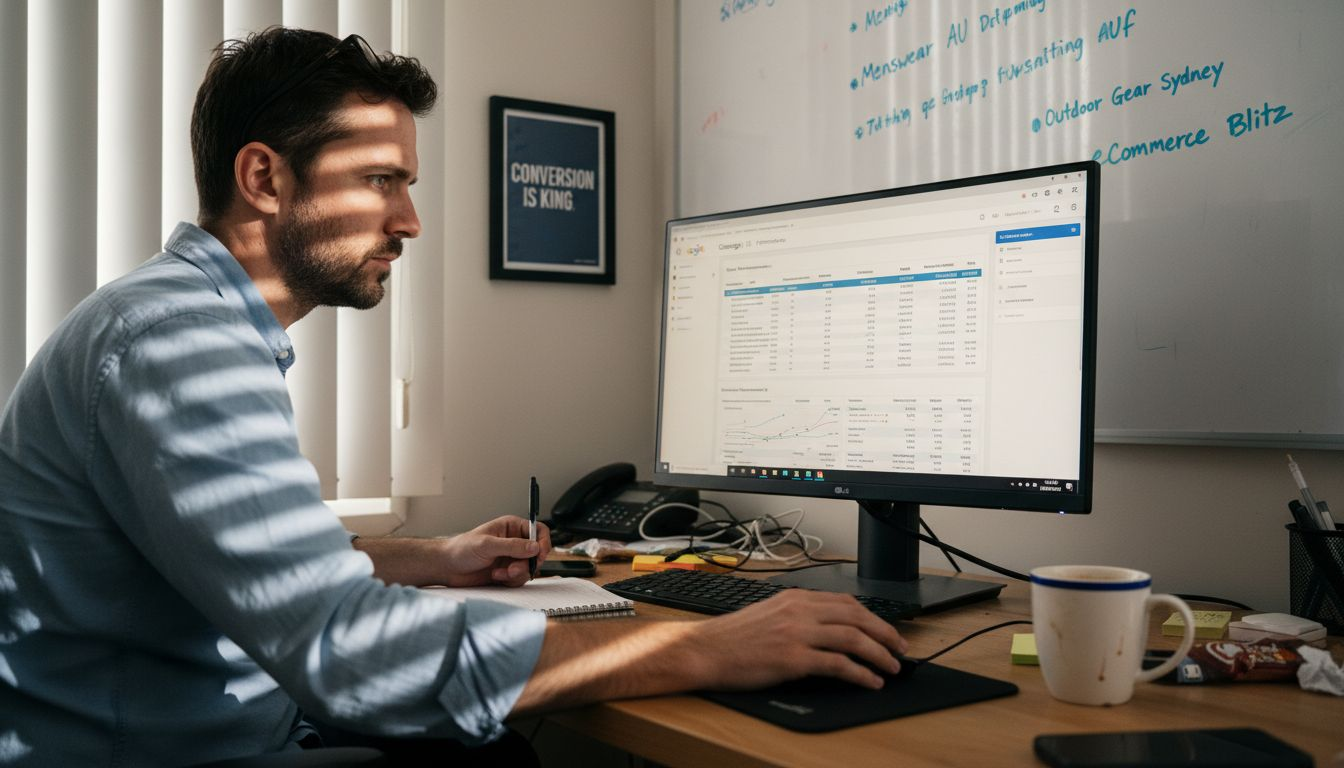Marketer analyzing Google Ads campaign data
