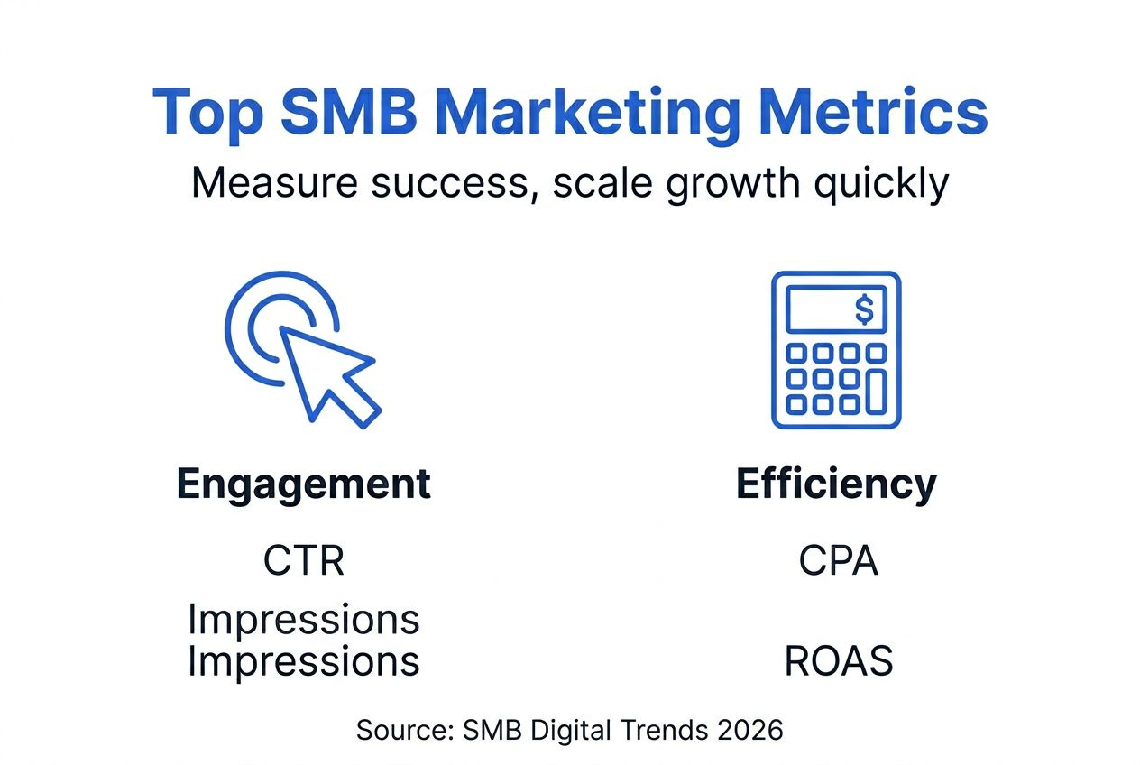 Infographic showing key SMB marketing performance metrics