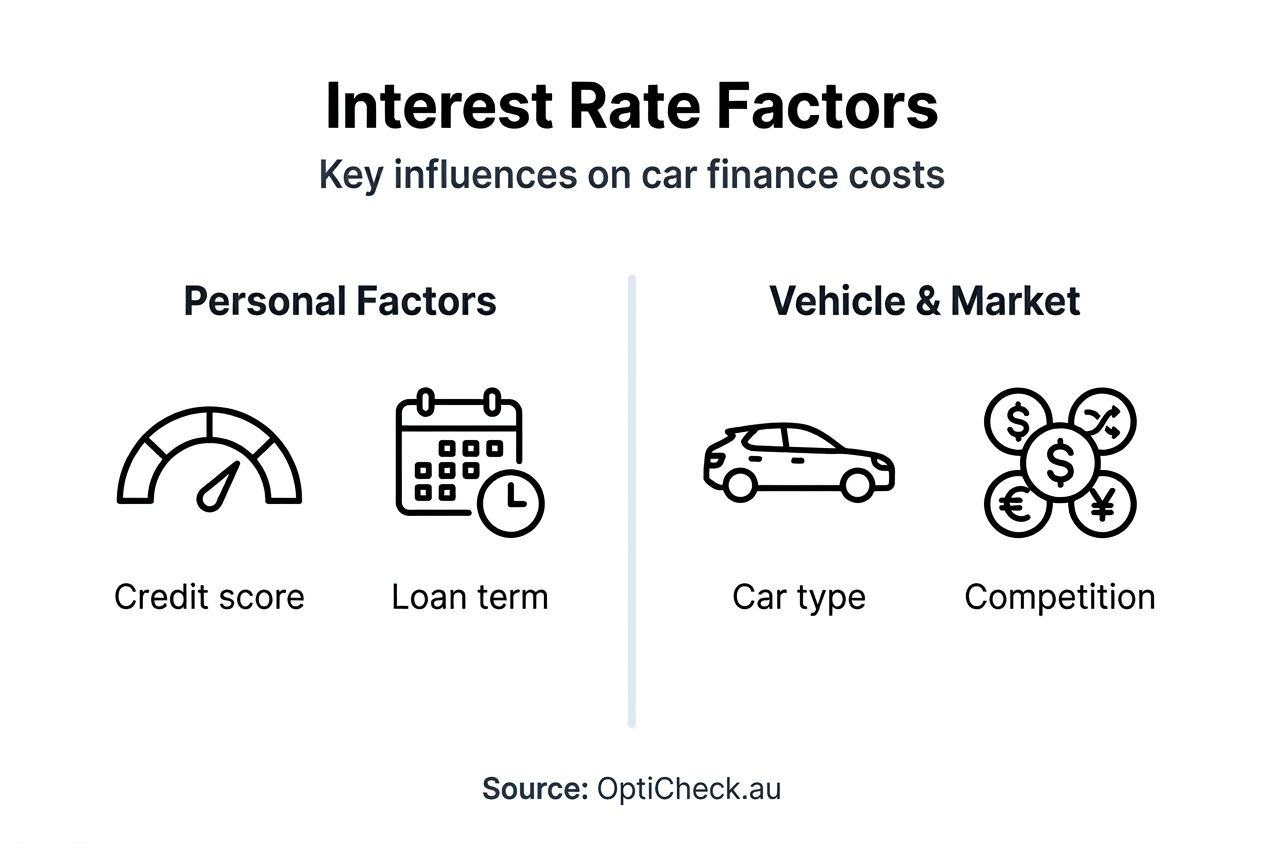 Infographic with key car finance rate factors