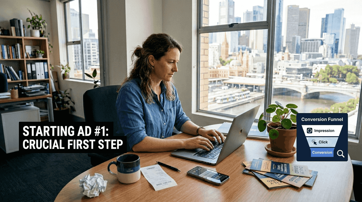 Small business owner setting up Google Ads
