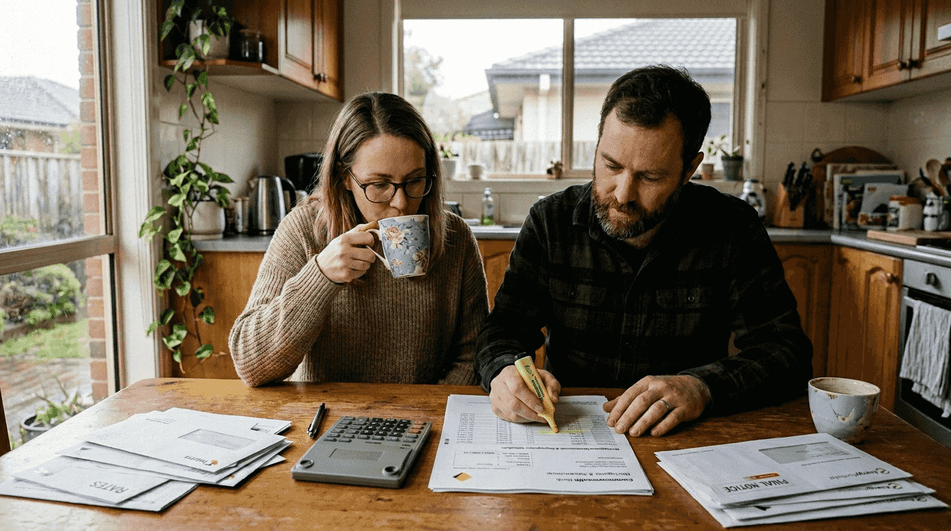 Couple reviewing home loan payment details