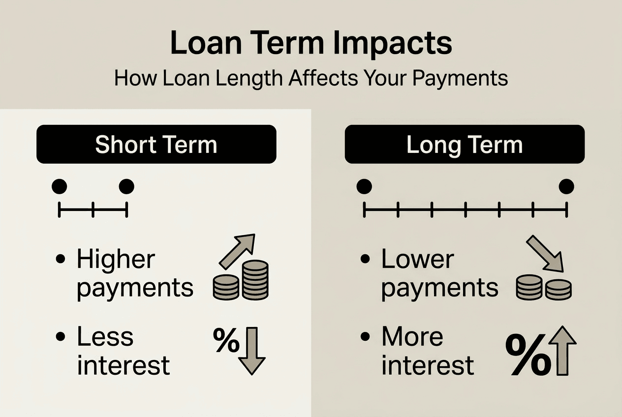 Infographic comparing short vs long loan terms