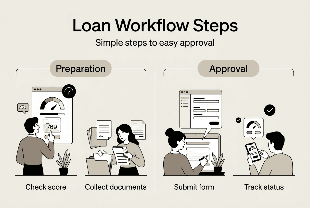 Infographic of simplified loan workflow steps