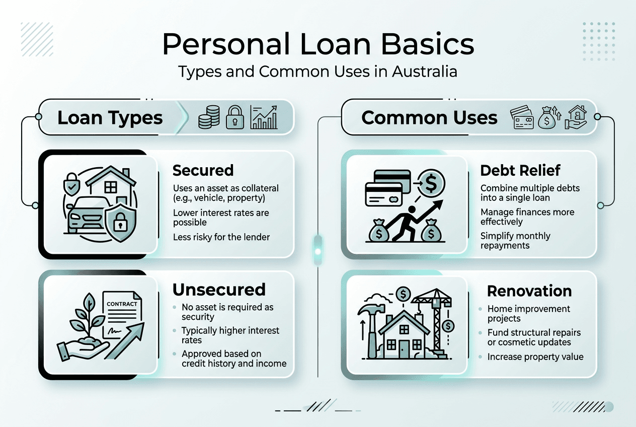Infographic of loan types and uses in Australia