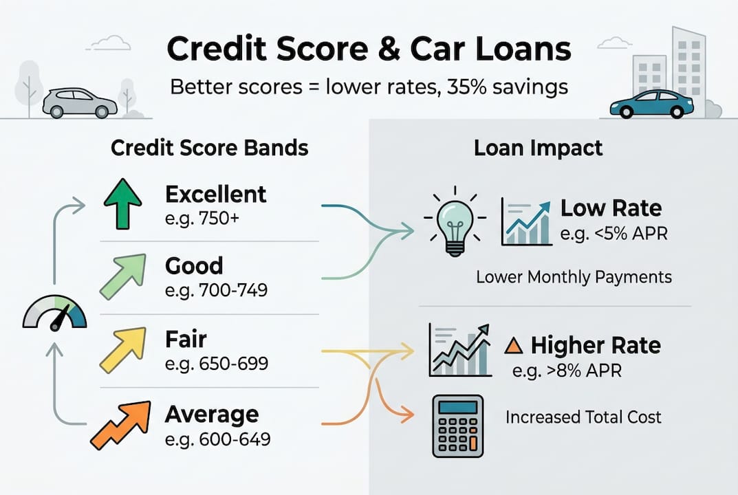 Infographic showing credit score impact on loans