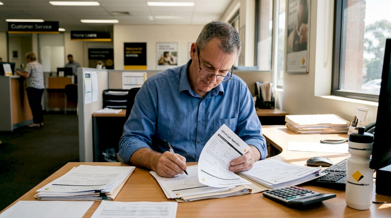Loan officer assessing car loan documents