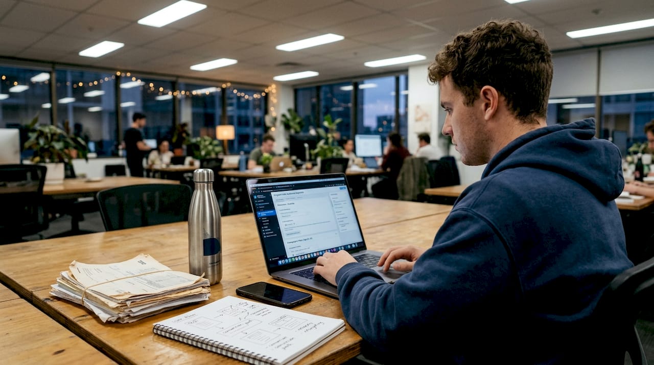 Marketer setting ad audience on laptop