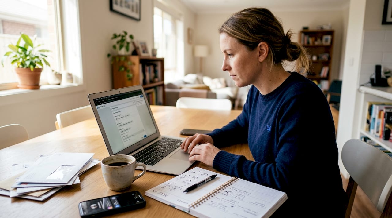 Business owner using laptop for online ads