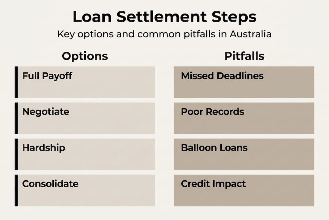 Infographic showing loan settlement options and pitfalls
