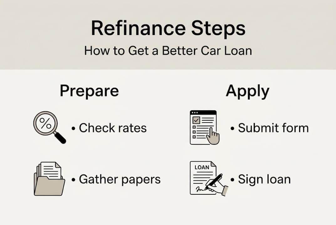 Infographic showing steps to refinance car loan