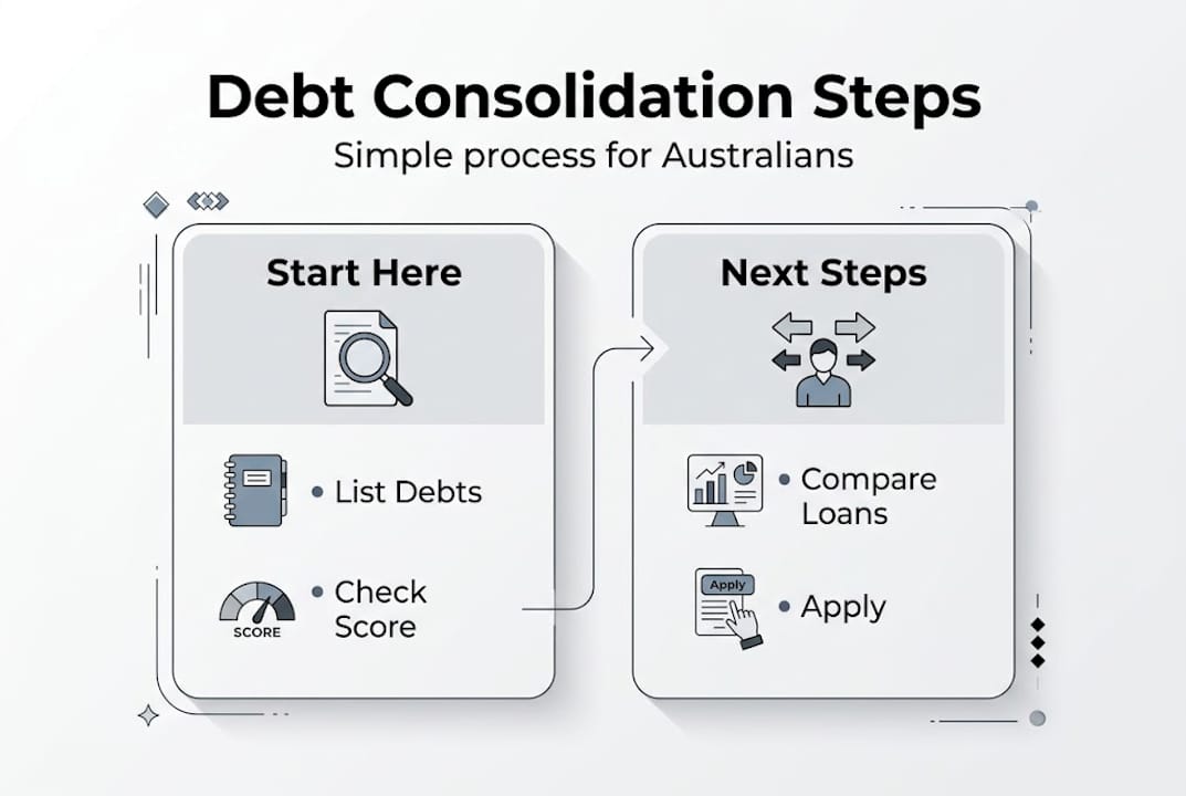 Infographic showing debt consolidation process overview