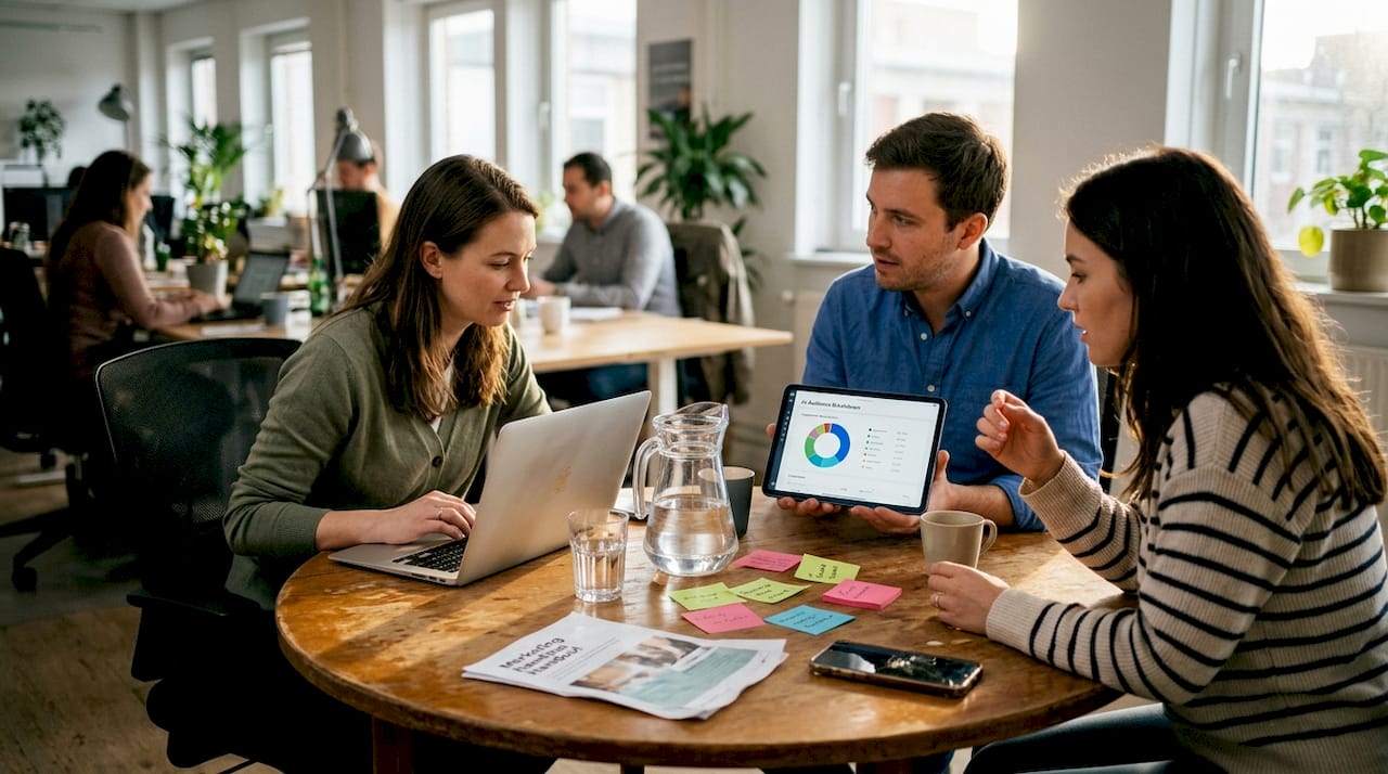 Team discussing AI-powered audience segmentation