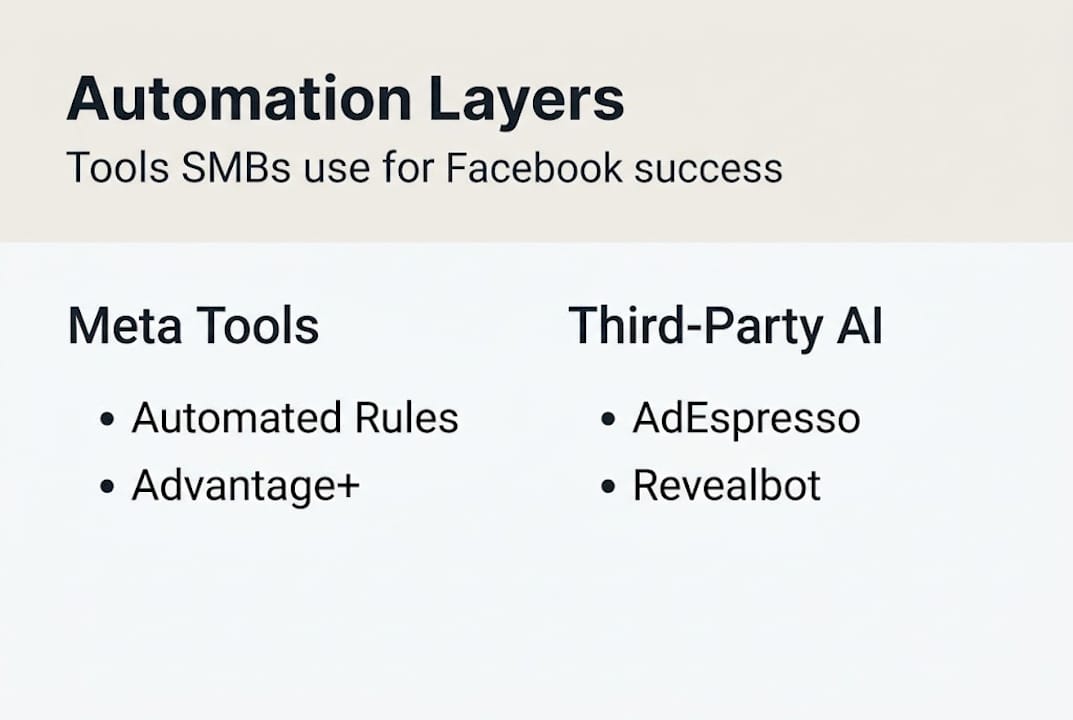Infographic of Facebook automation layers and platforms