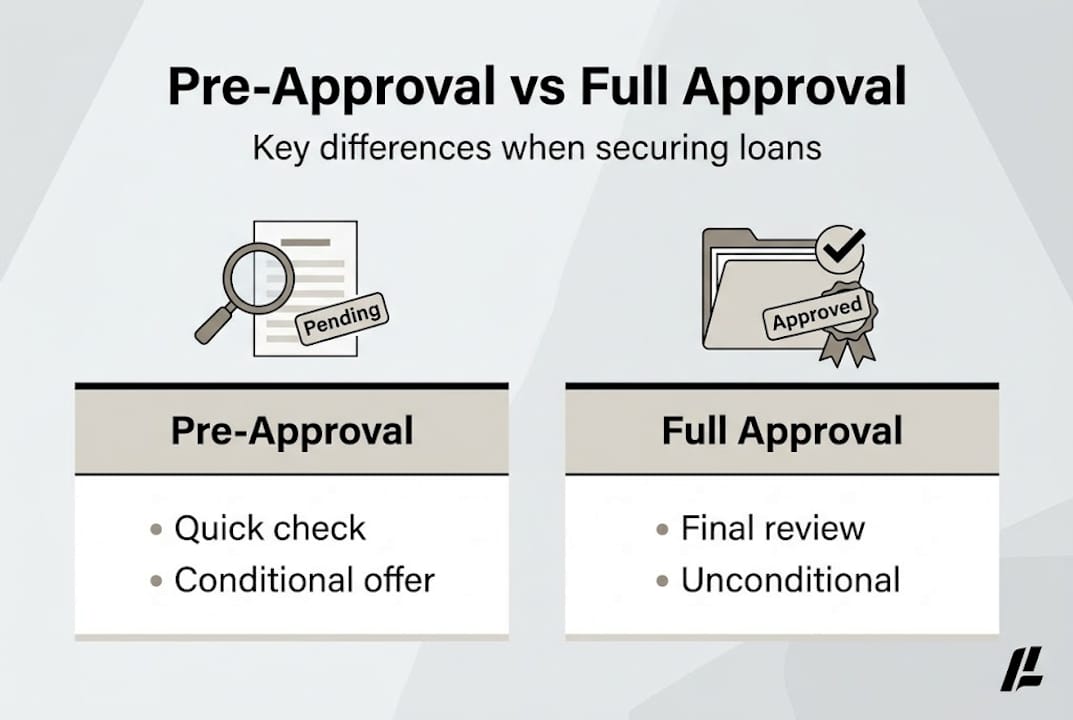 Infographic comparing pre-approval and full approval