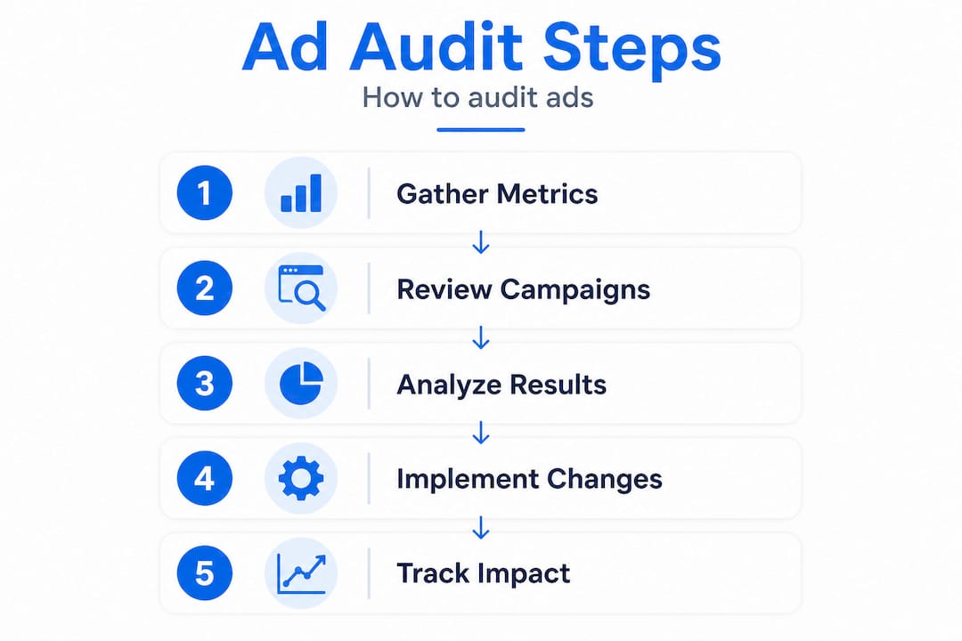 Infographic with steps for conducting ad audits