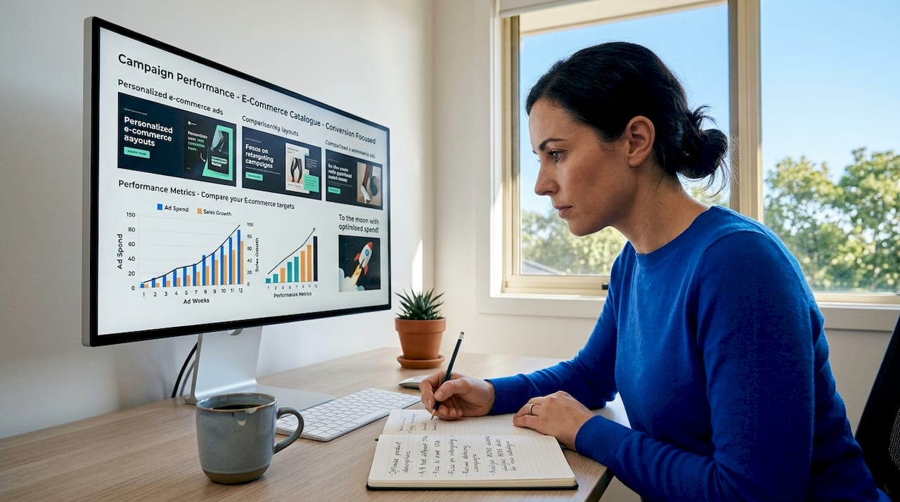 E-commerce manager comparing personalized product ads
