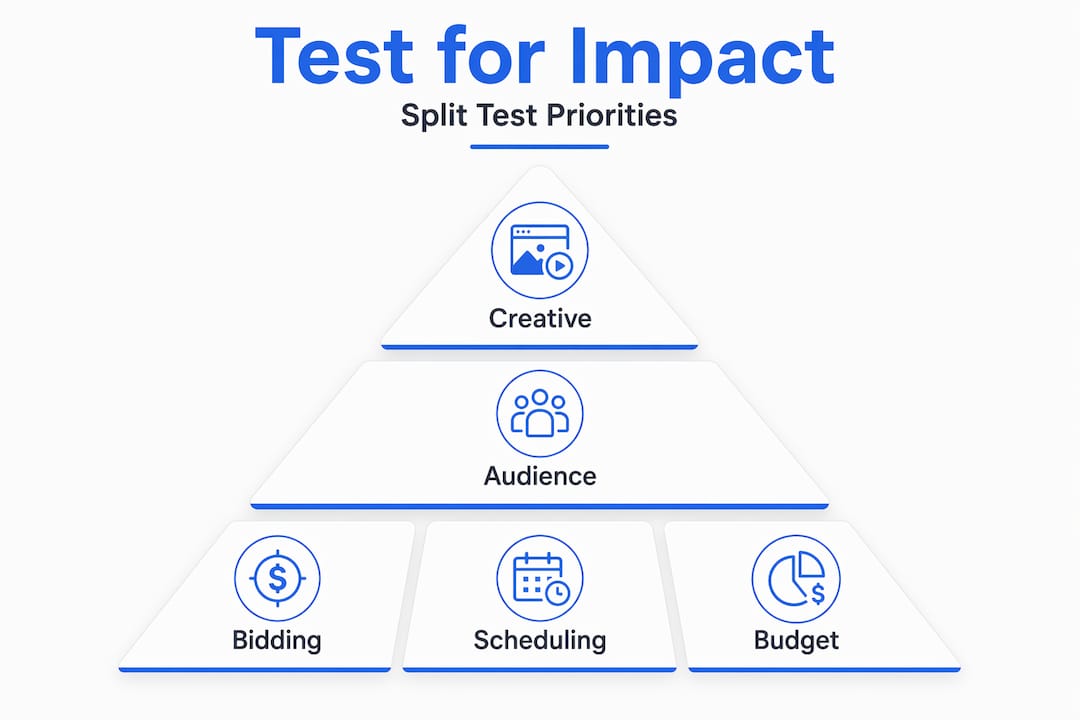 Hierarchy infographic on split testing impact areas