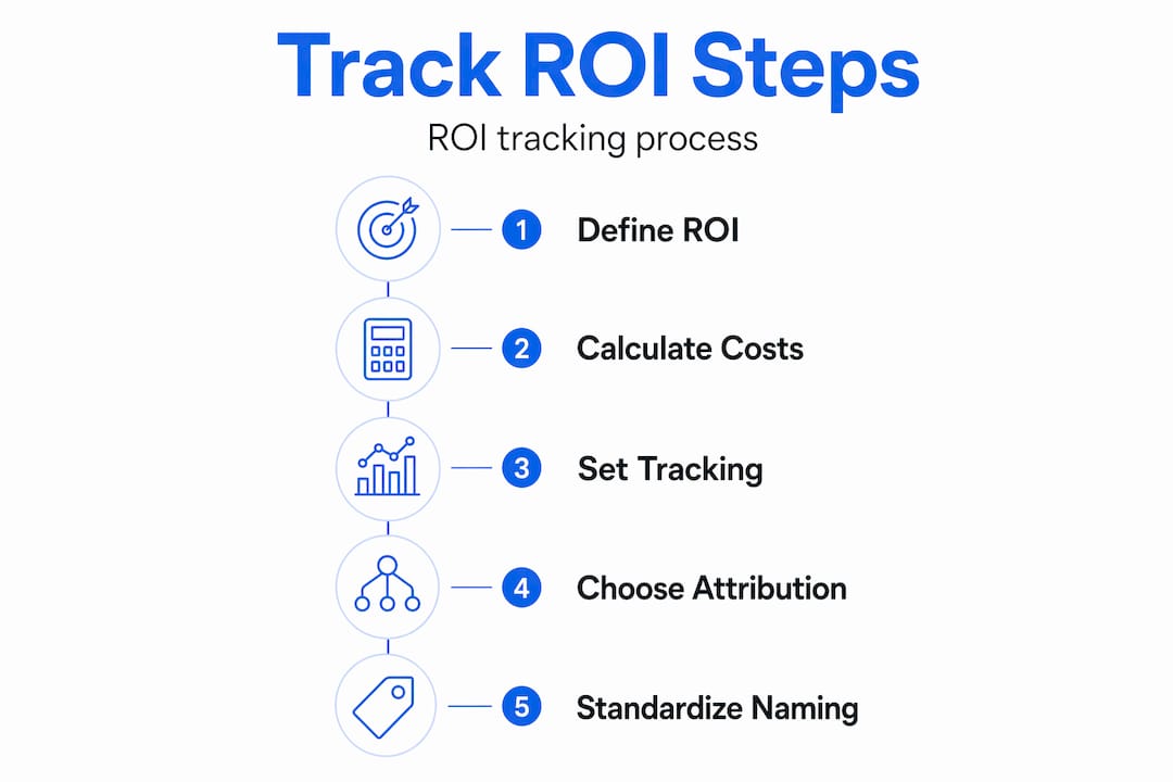 Infographic with steps to track marketing ROI