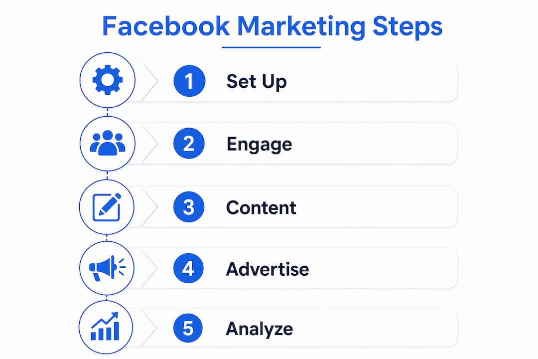 Infographic showing Facebook marketing steps