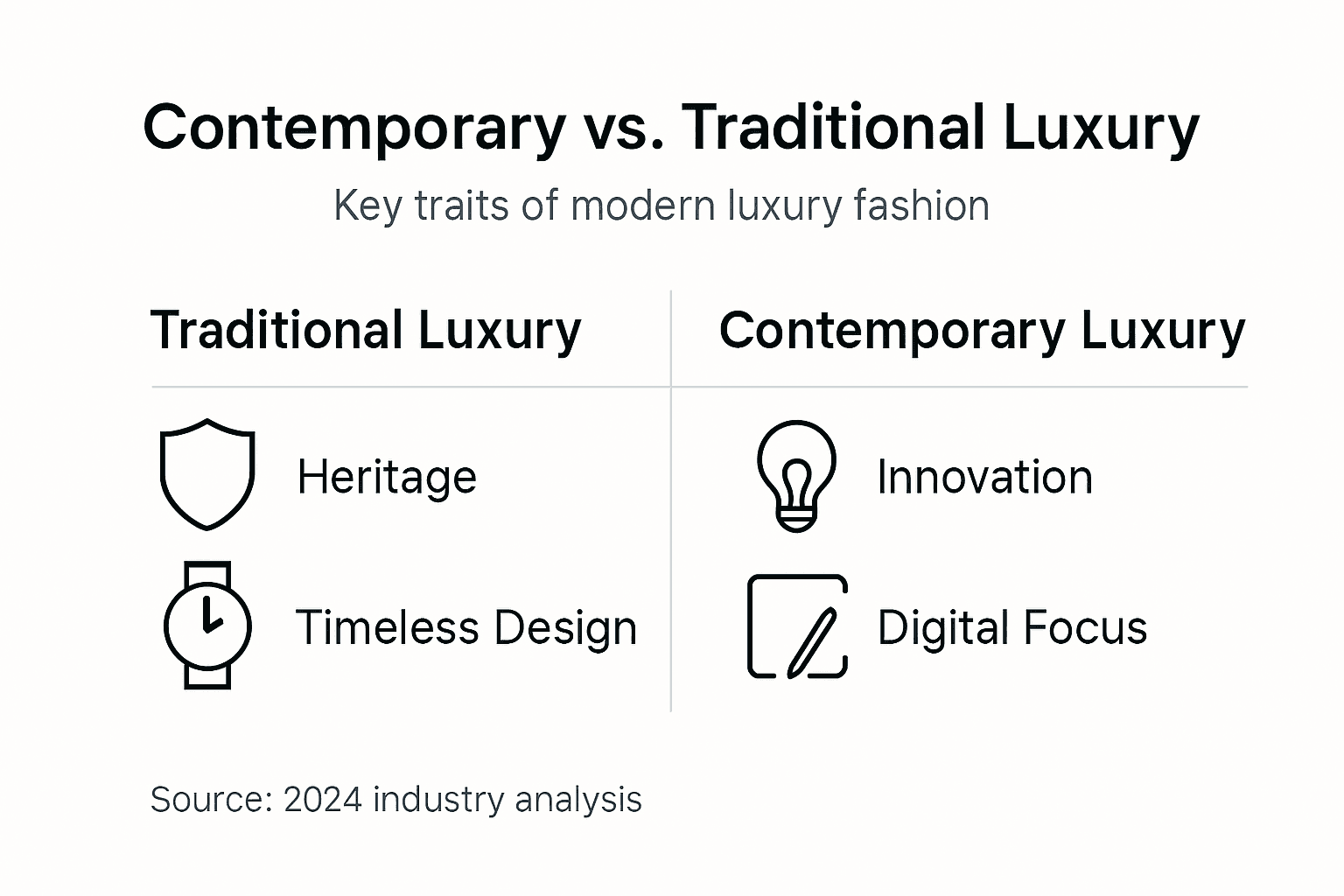 Infographic showing key luxury fashion differences
