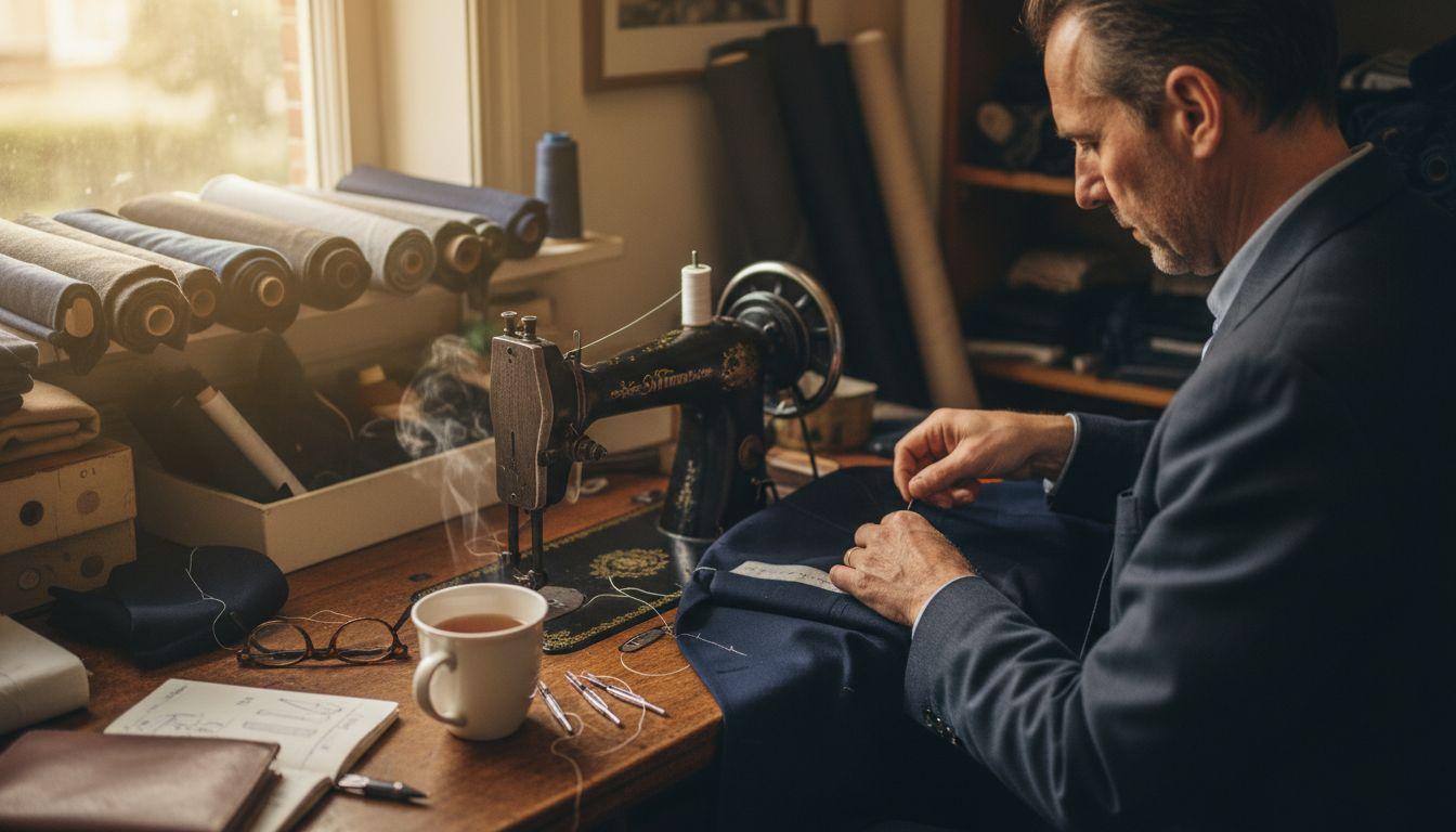 Tailor hand finishing luxury blazer