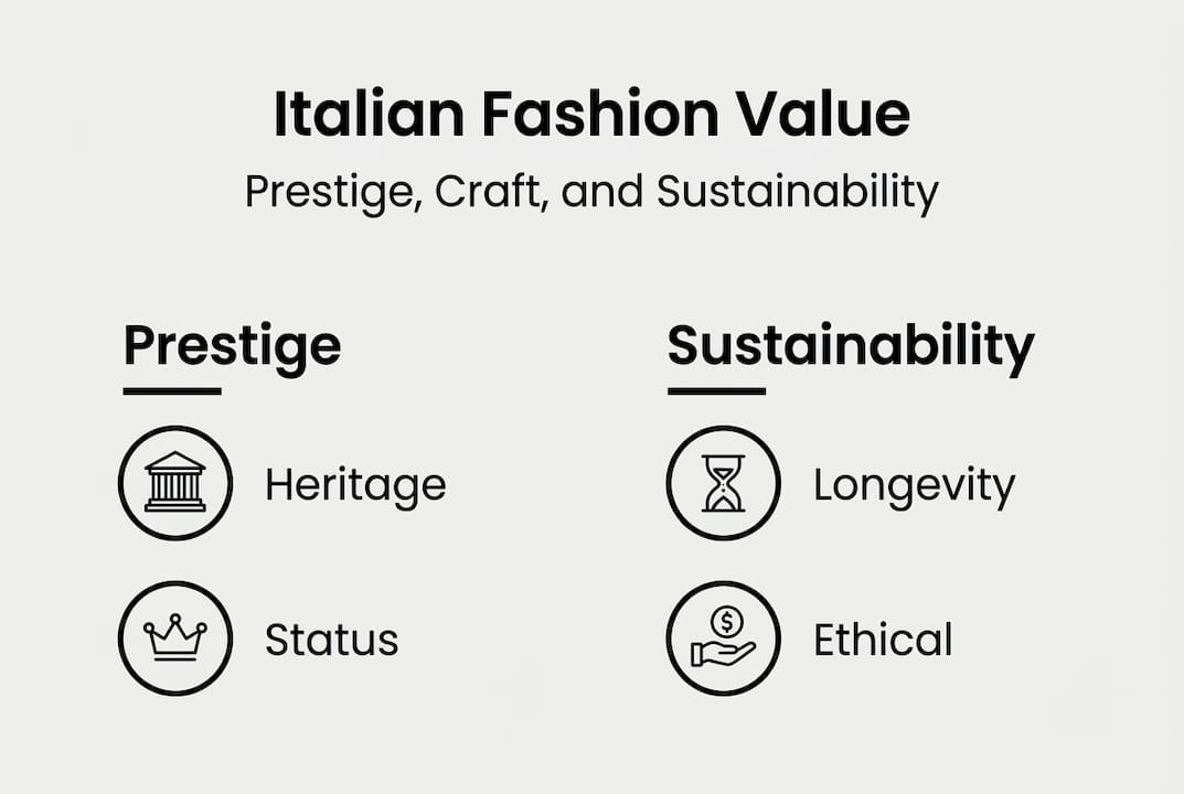 Italian fashion value and sustainability infographic