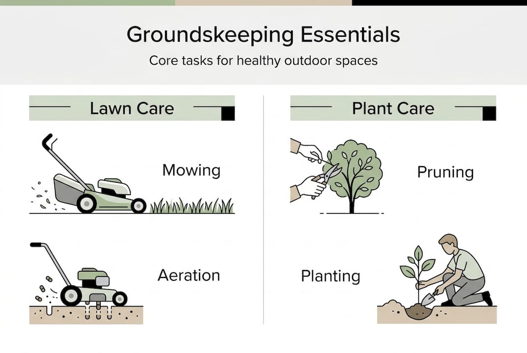 Infographic of core groundskeeping tasks