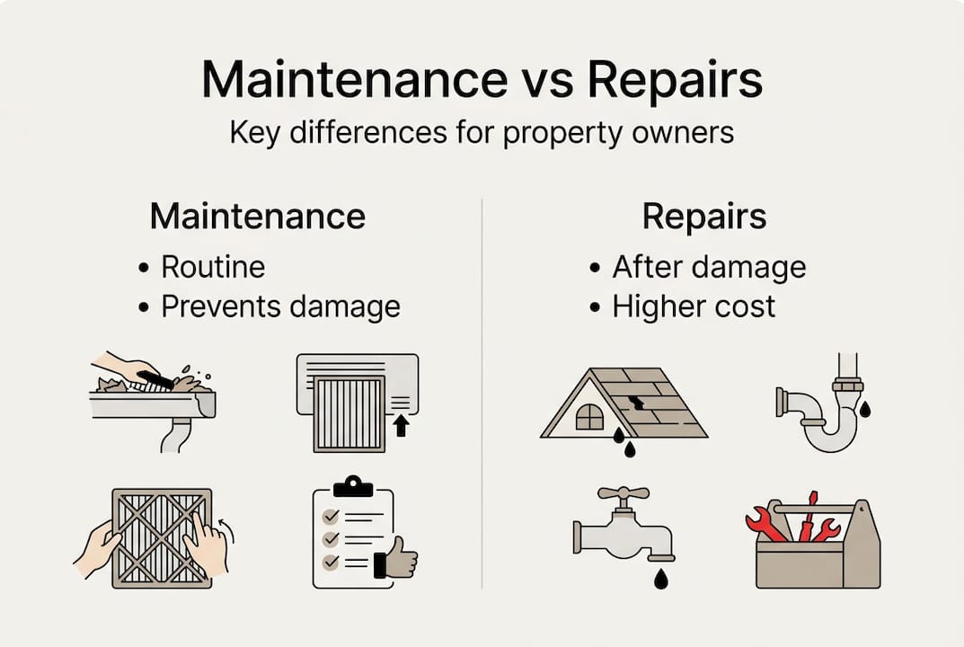 Infographic comparing maintenance versus repairs