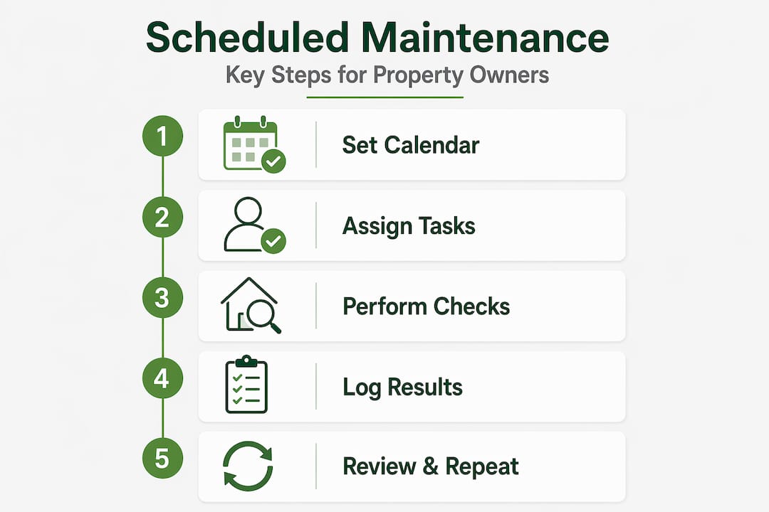 Infographic visualizing steps for scheduled maintenance