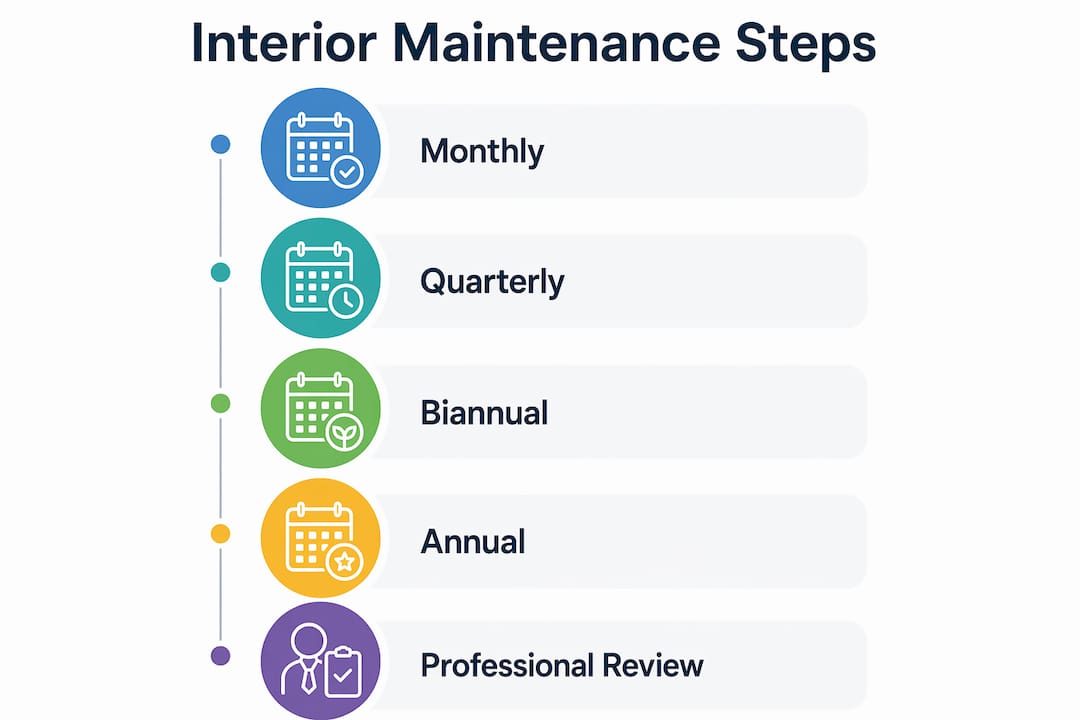 Infographic showing steps of interior maintenance schedule