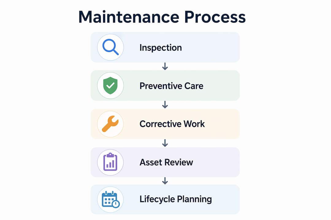 Infographic showing infrastructure maintenance process steps