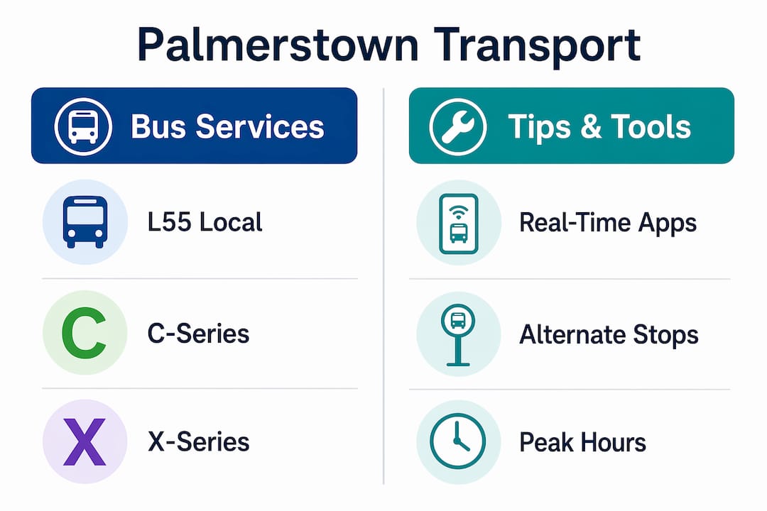 Infographic comparing Palmerstown bus services and commuter tips