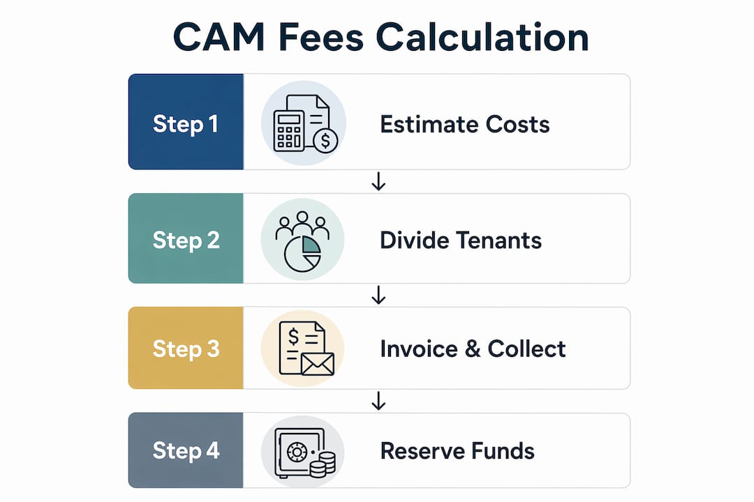 Step-by-step infographic of CAM fee calculation process
