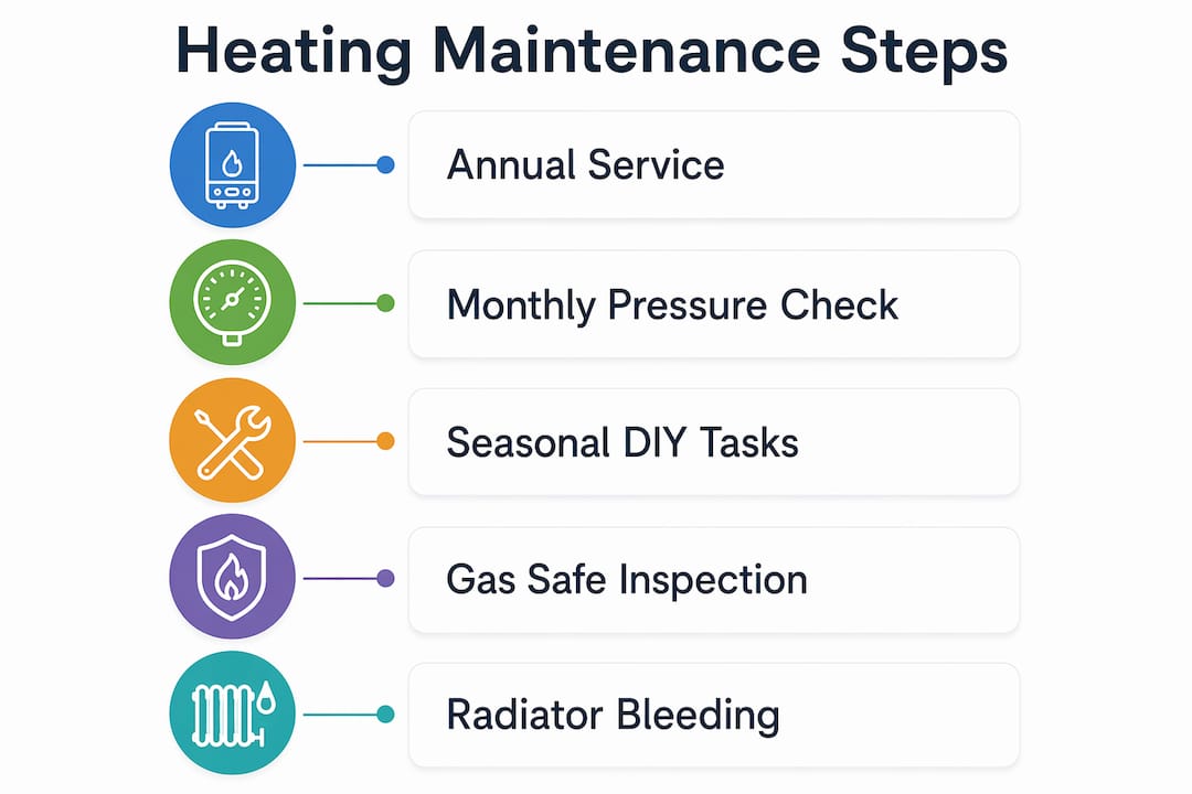 Infographic showing heating maintenance steps