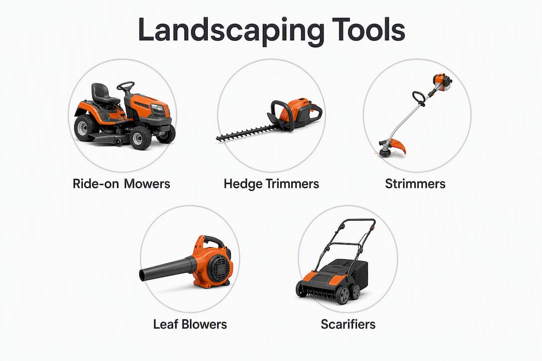Infographic of commercial landscaping tool categories