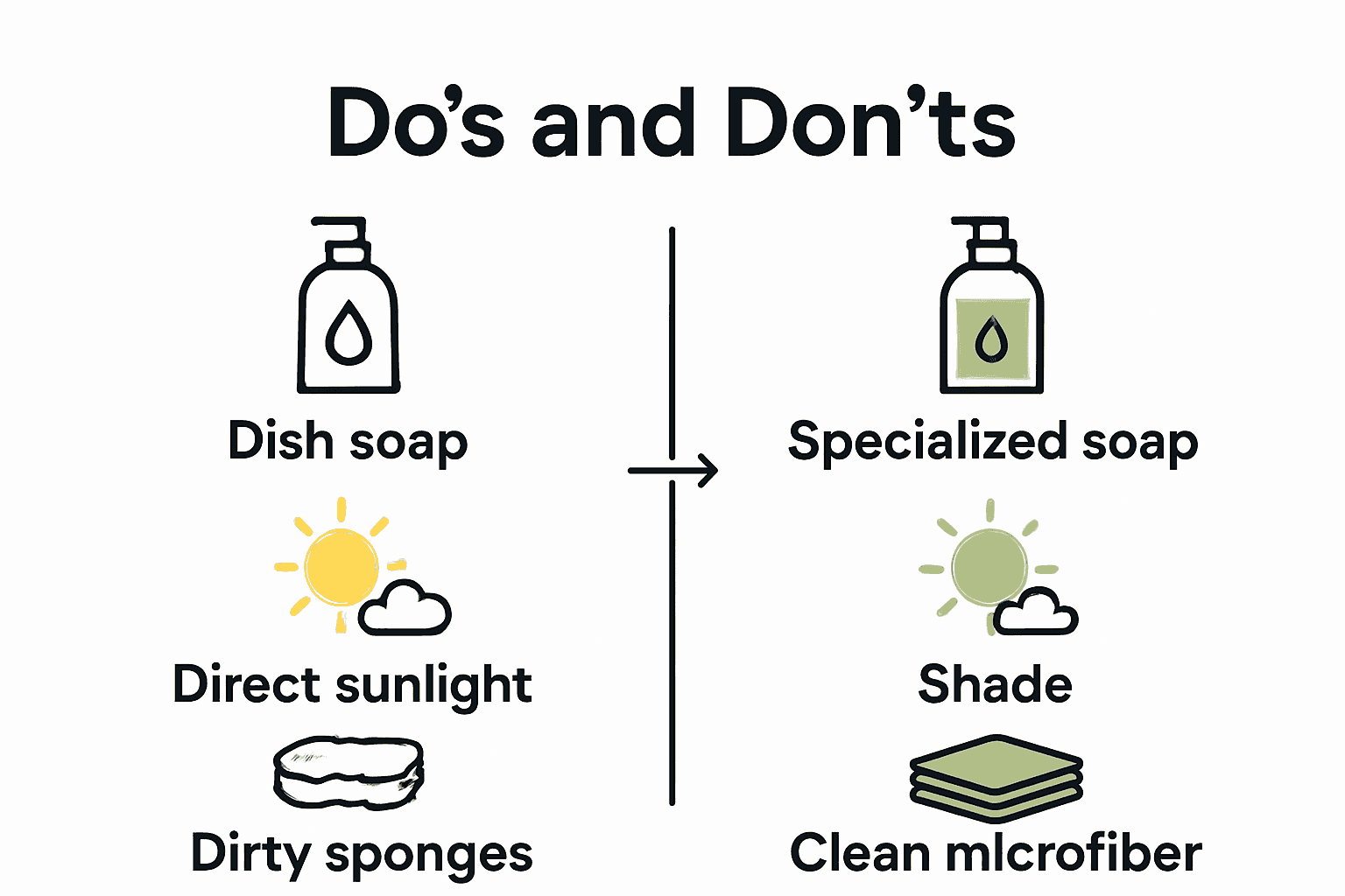 Infographic comparing common auto detailing mistakes and recommended practices for new cars.