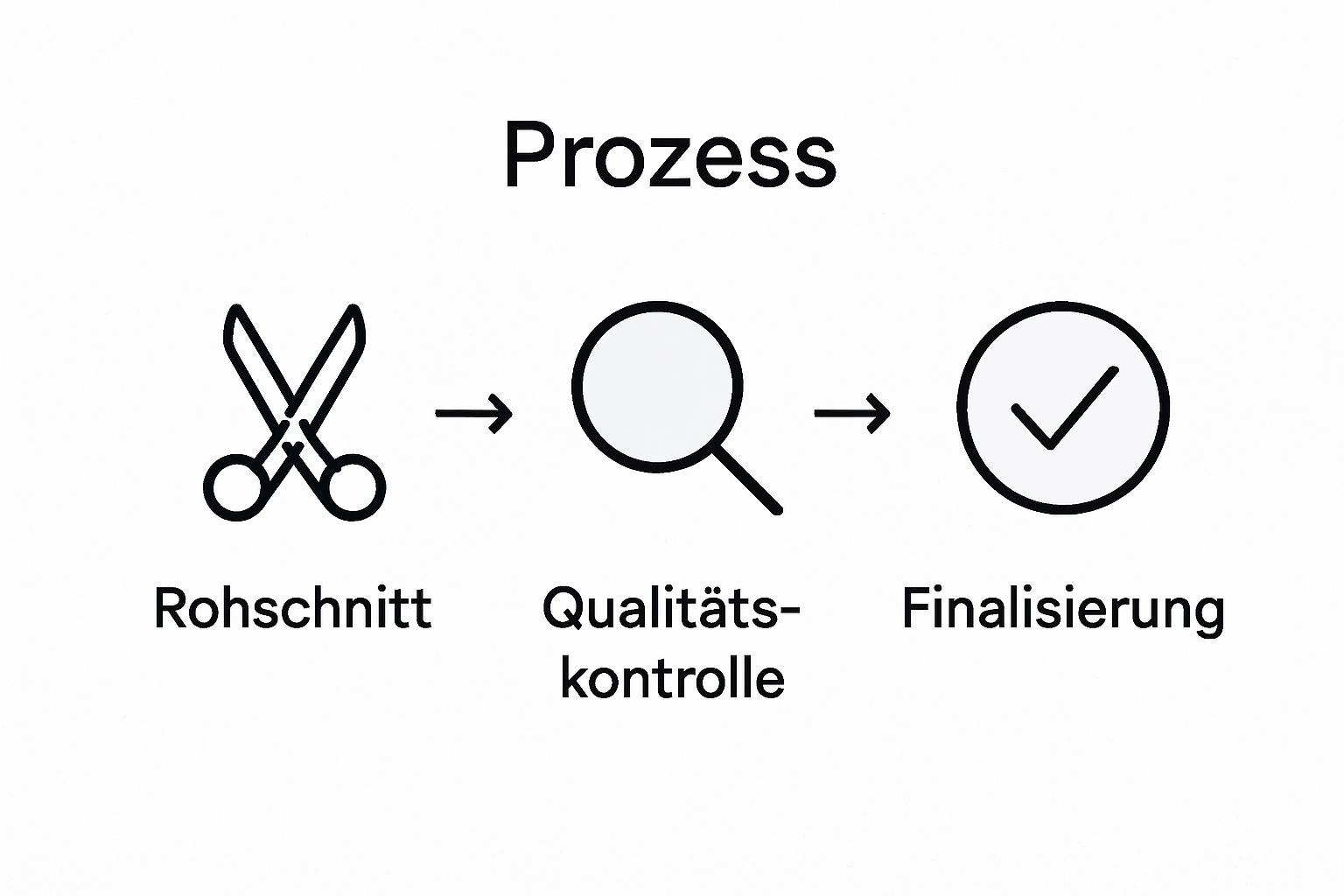 Ablaufplan für die Videopostproduktion als übersichtliche Grafik