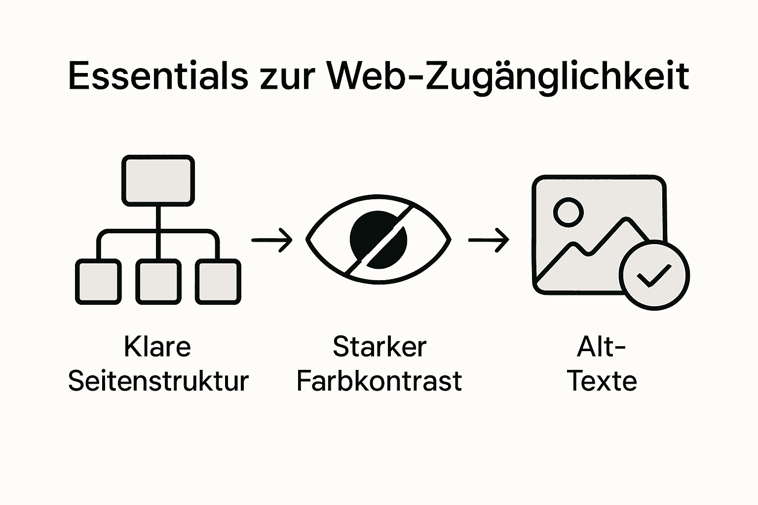 Übersichtsgrafik: Die wichtigsten Aspekte für barrierefreie Webseiten auf einen Blick