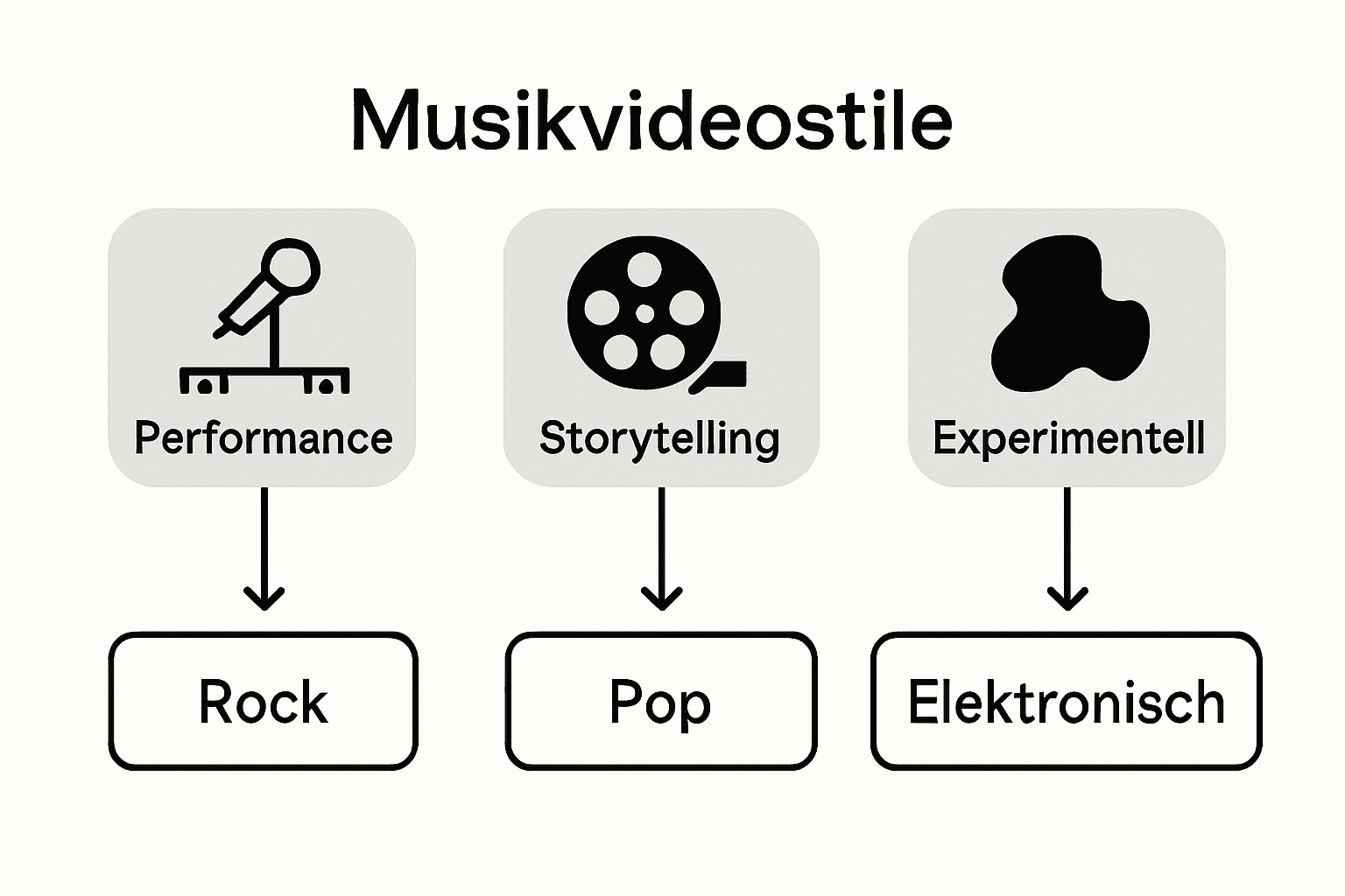 Infografik: Verschiedene Musikvideokonzepte im Überblick