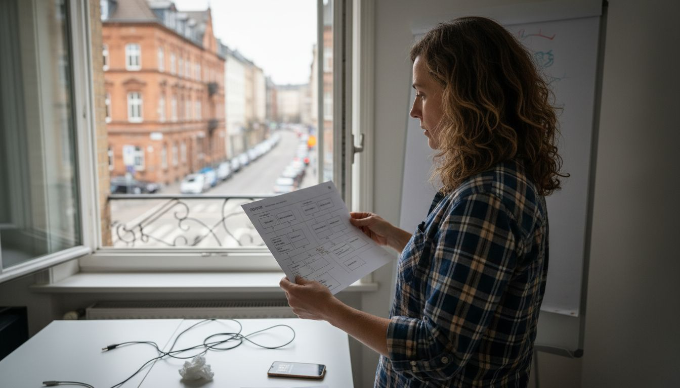 Eine Mitarbeiterin prüft im Büro die Struktur einer Webseite.