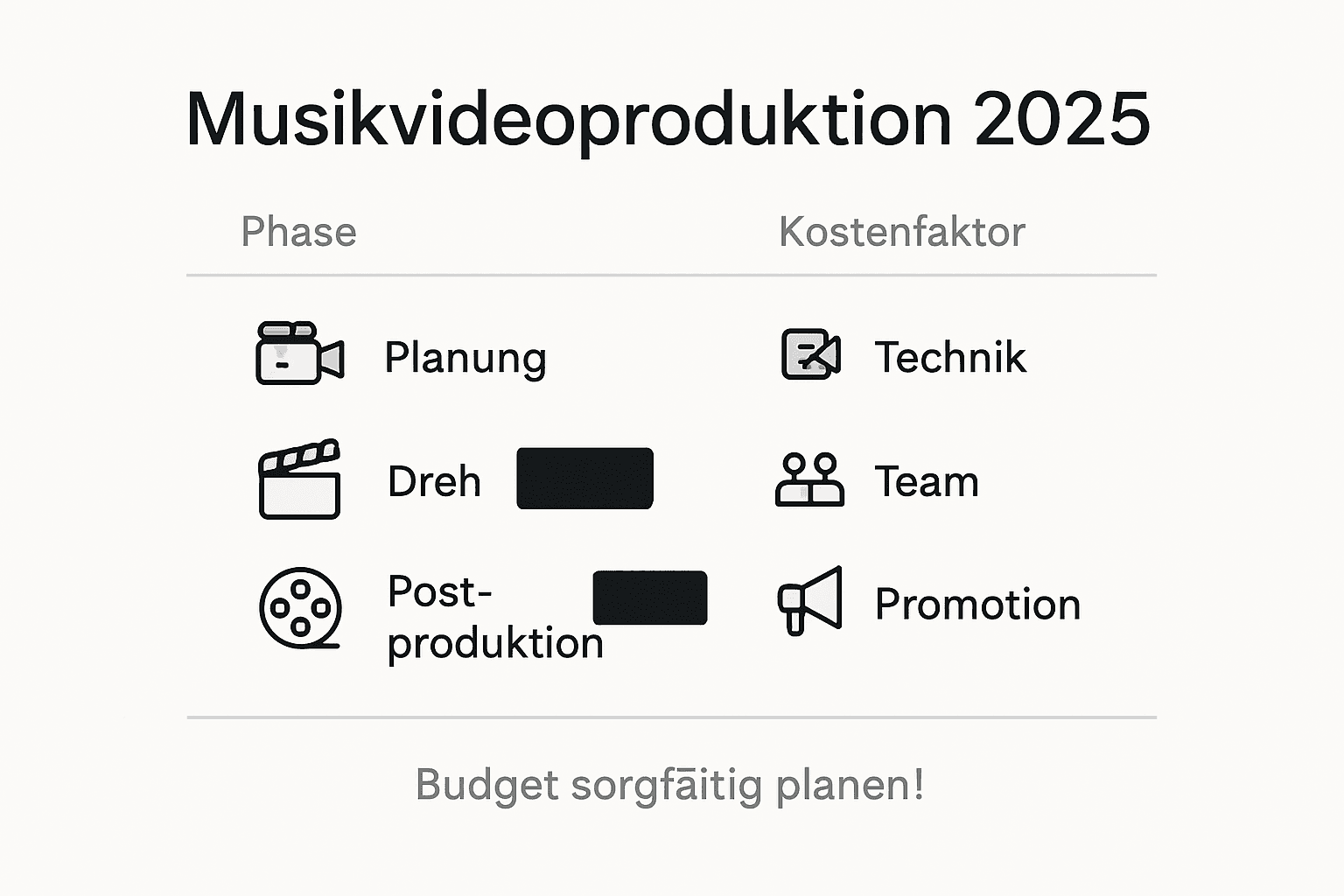 Übersicht: Was kostet die Produktion eines Musikvideos im Jahr 2025?